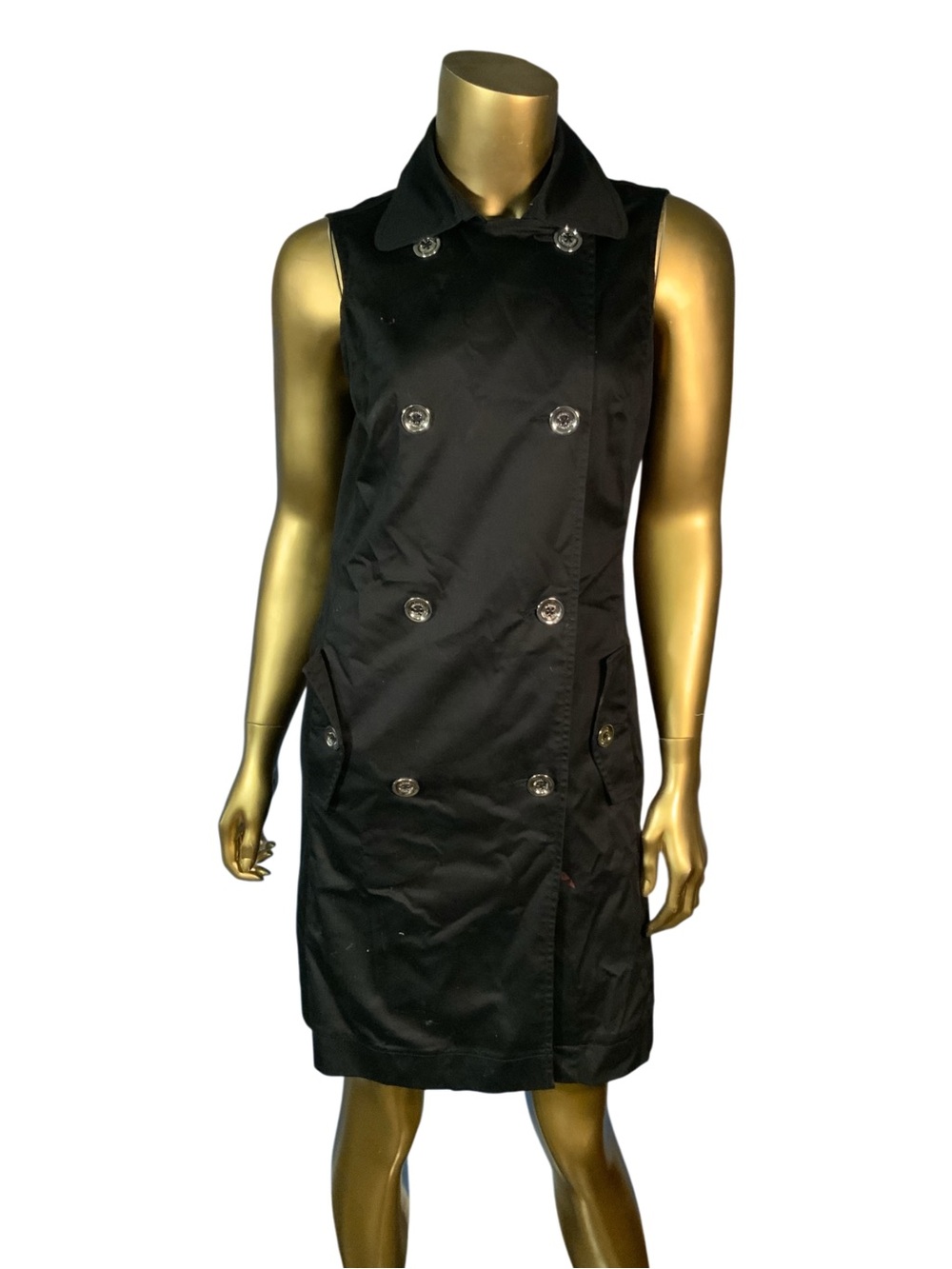 Michael Kors Women's Sleeveless Double-Breasted Button-Down Black Dress